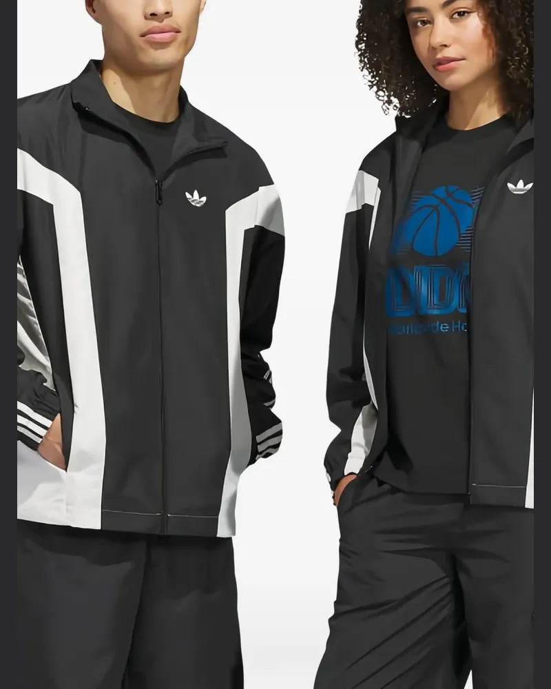 adidas Originals Basketball Windbreaker mit Logo-Stickerei - Schwarz Schwarz