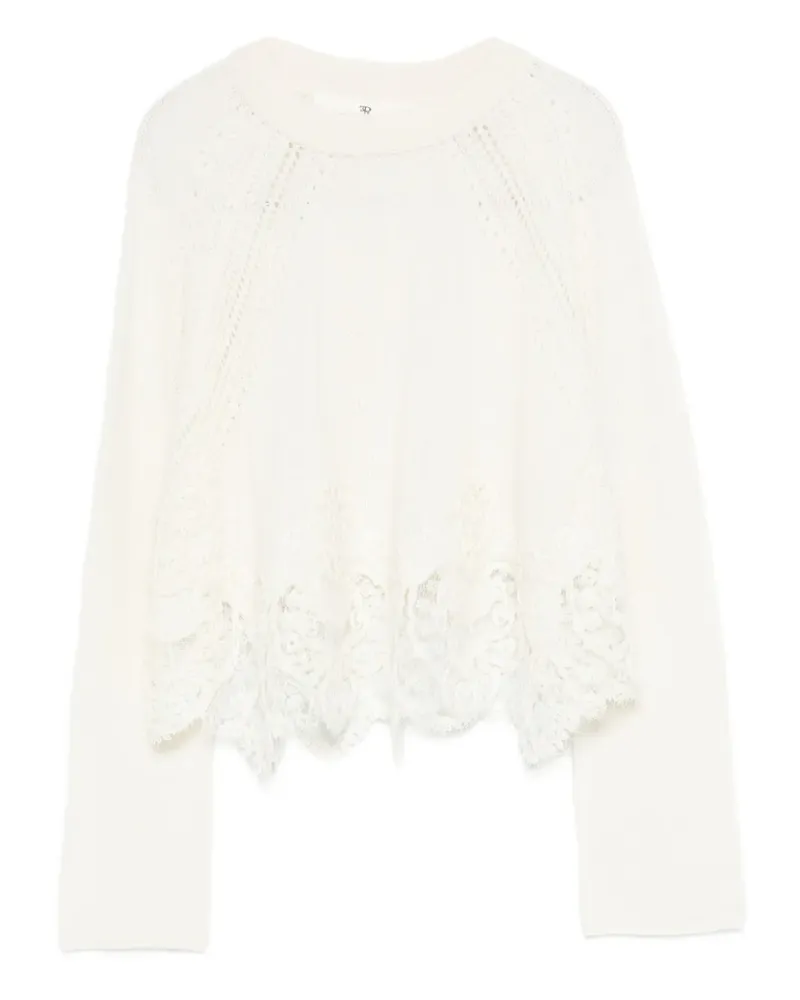 Ermanno Scervino Pullover mit Spitzenbesatz - Weiß Weiß