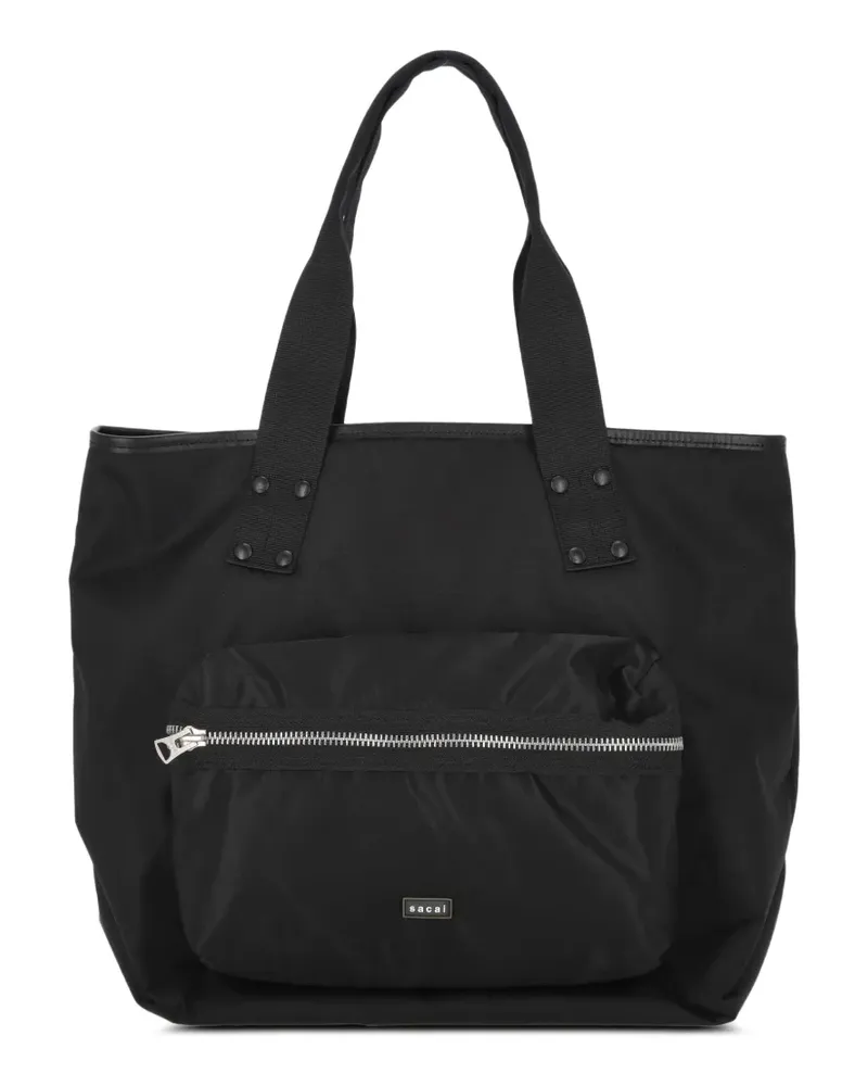 Sacai Tote Bag mit Reißverschlusstasche - Schwarz Schwarz