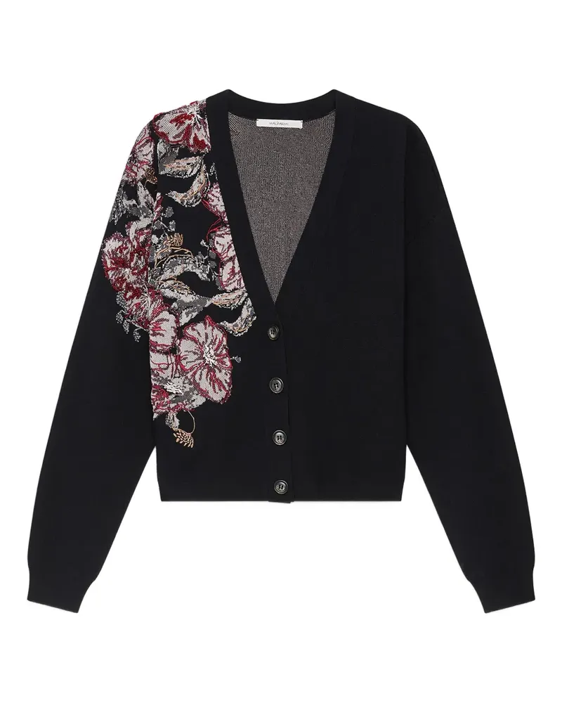 Maliparmi Cardigan mit Blumenjacquard - Schwarz Schwarz