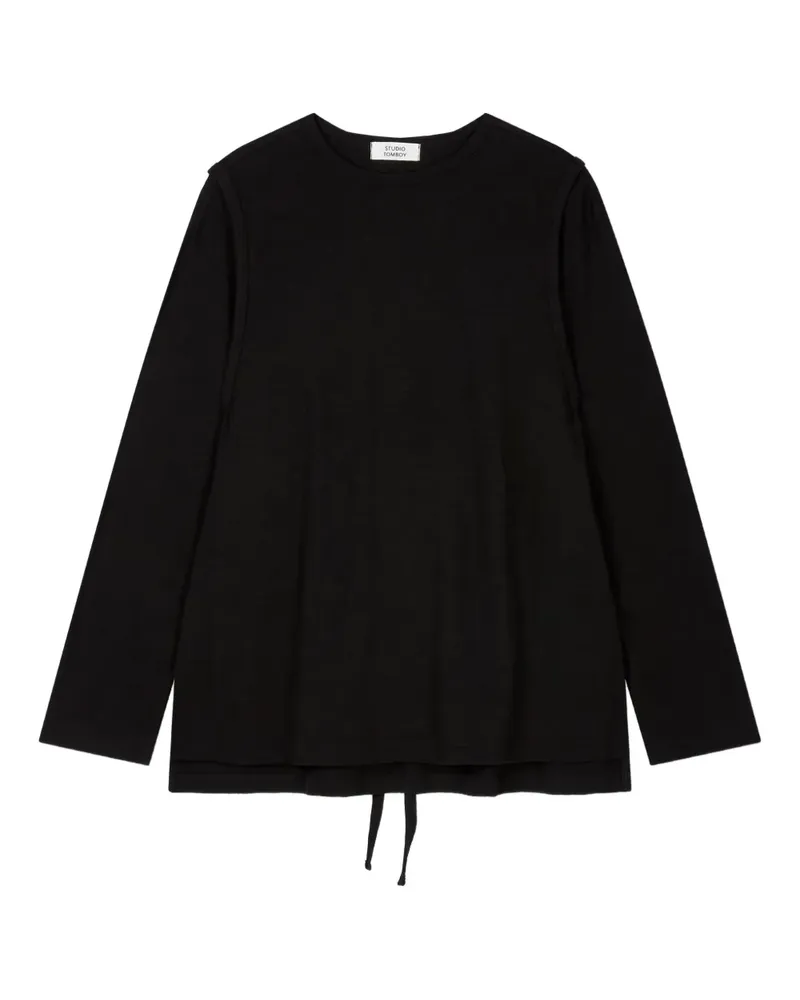 STUDIO TOMBOY layered wrap-design long-sleeve t-shirt - Schwarz Schwarz
