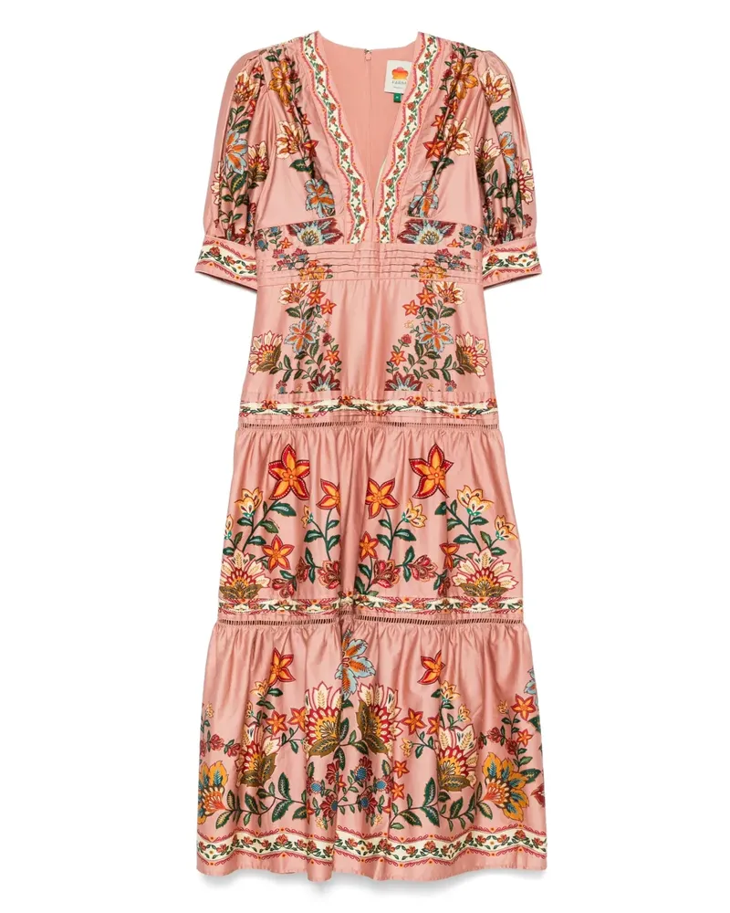 FARM Rio Kurzärmeliges Maxikleid - Rosa Rosa