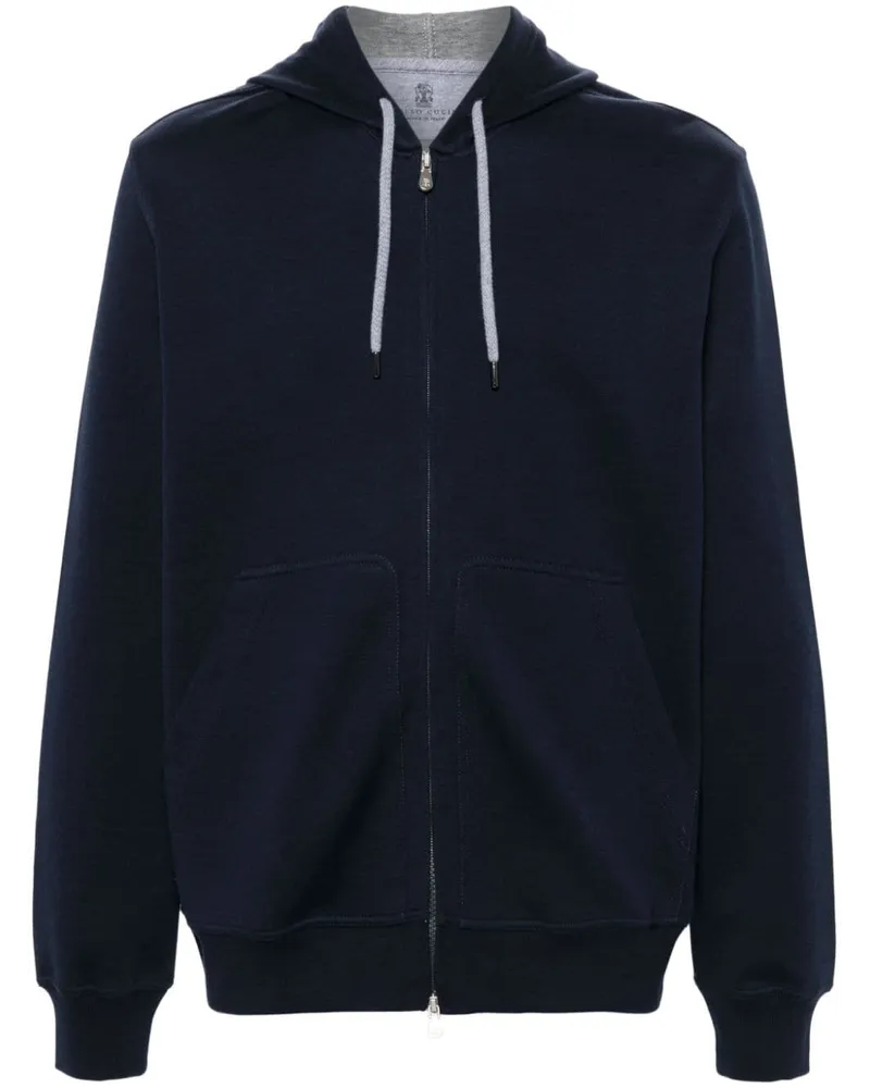 Brunello Cucinelli Kapuzenjacke aus Jersey - Blau Blau