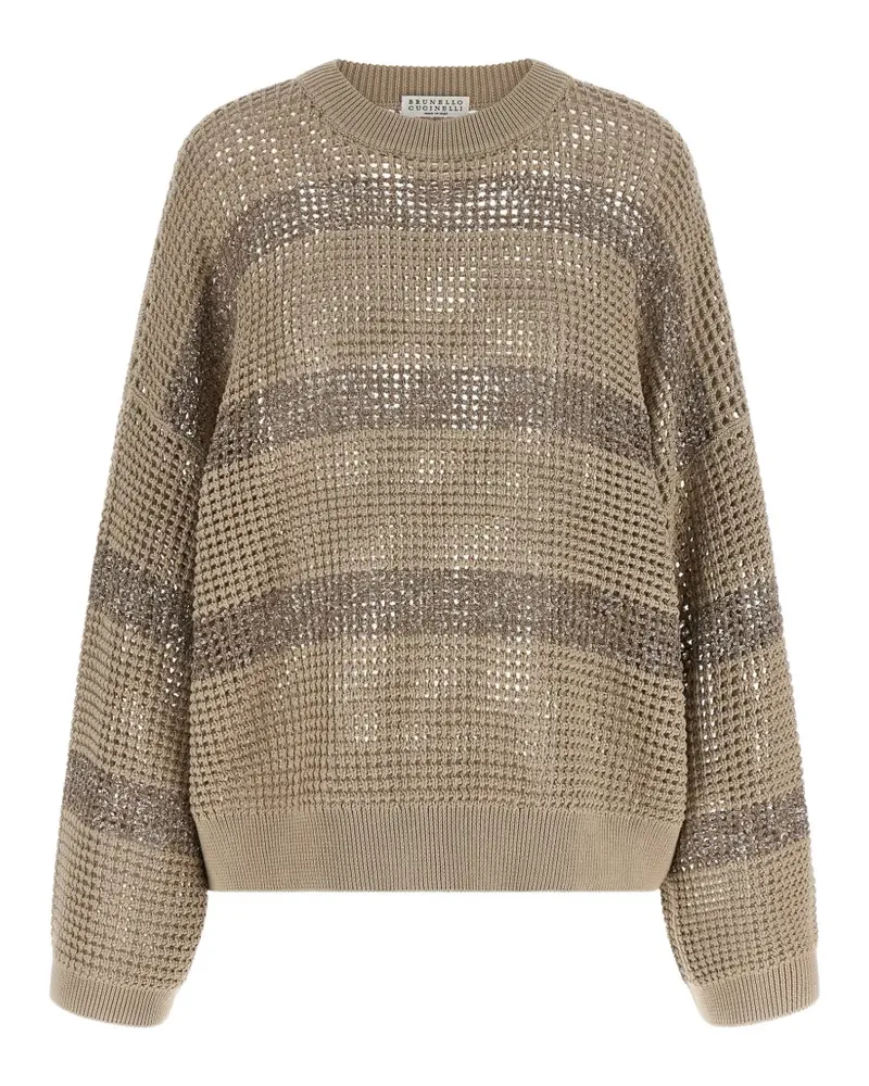 Brunello Cucinelli Dazzling Stripes sequin-embellished sweater - Nude Nude