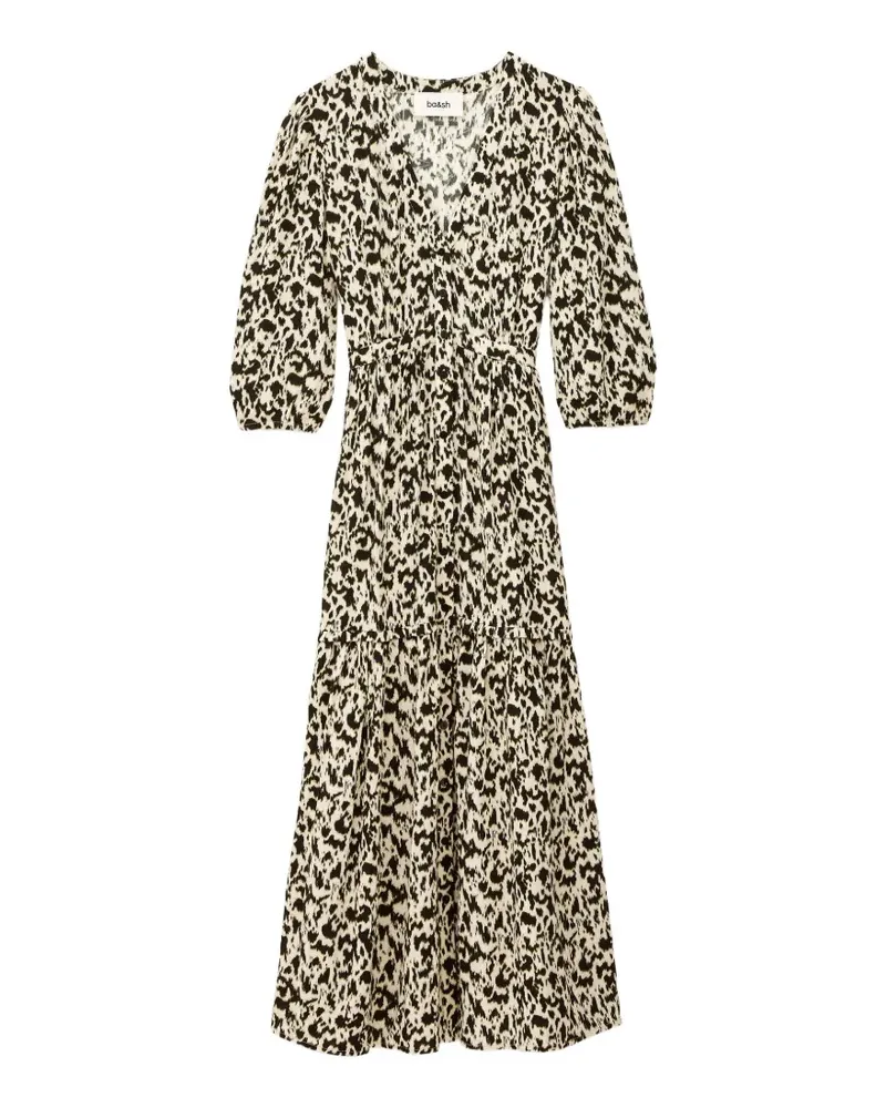 ba&sh Gestuftes Palma Kleid mit Animal-Print - Nude Nude