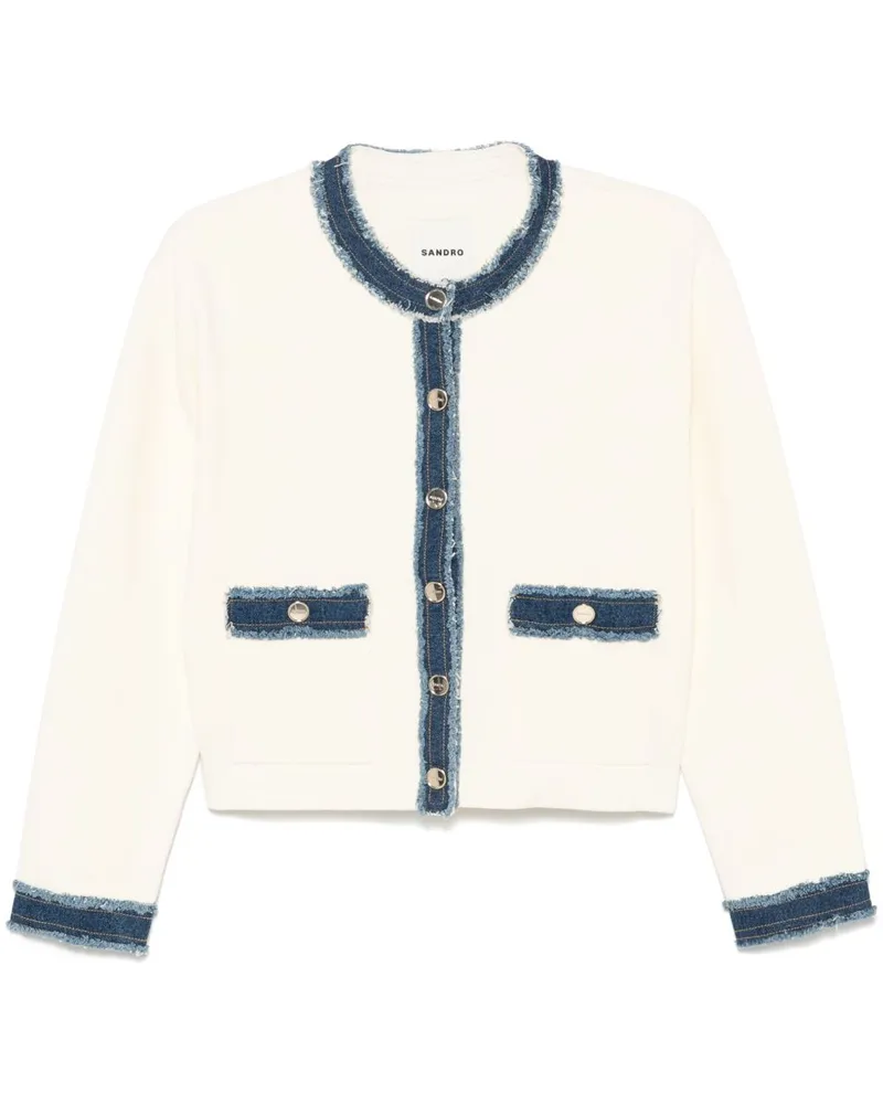 Sandro Jacke mit Jeansborten - Weiß Weiß