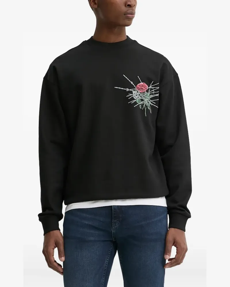 HUGO BOSS Rose Sweatshirt mit Stacheldraht - Schwarz Schwarz