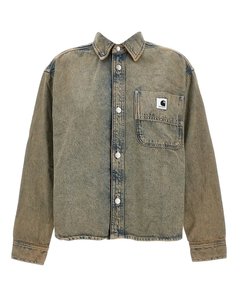 Carhartt WIP Jeanshemd mit Logo-Patch - Grau Grau