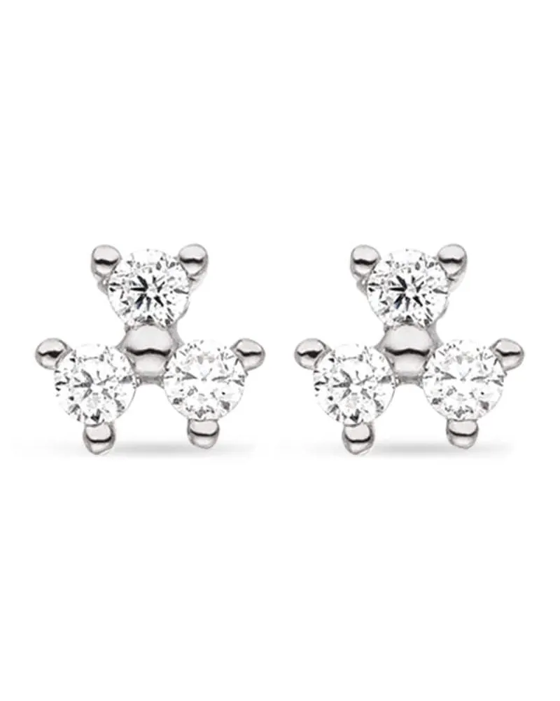 VEYNOU 14kt Fleur Weißgoldohrstecker mit Diamant - Silber Silber