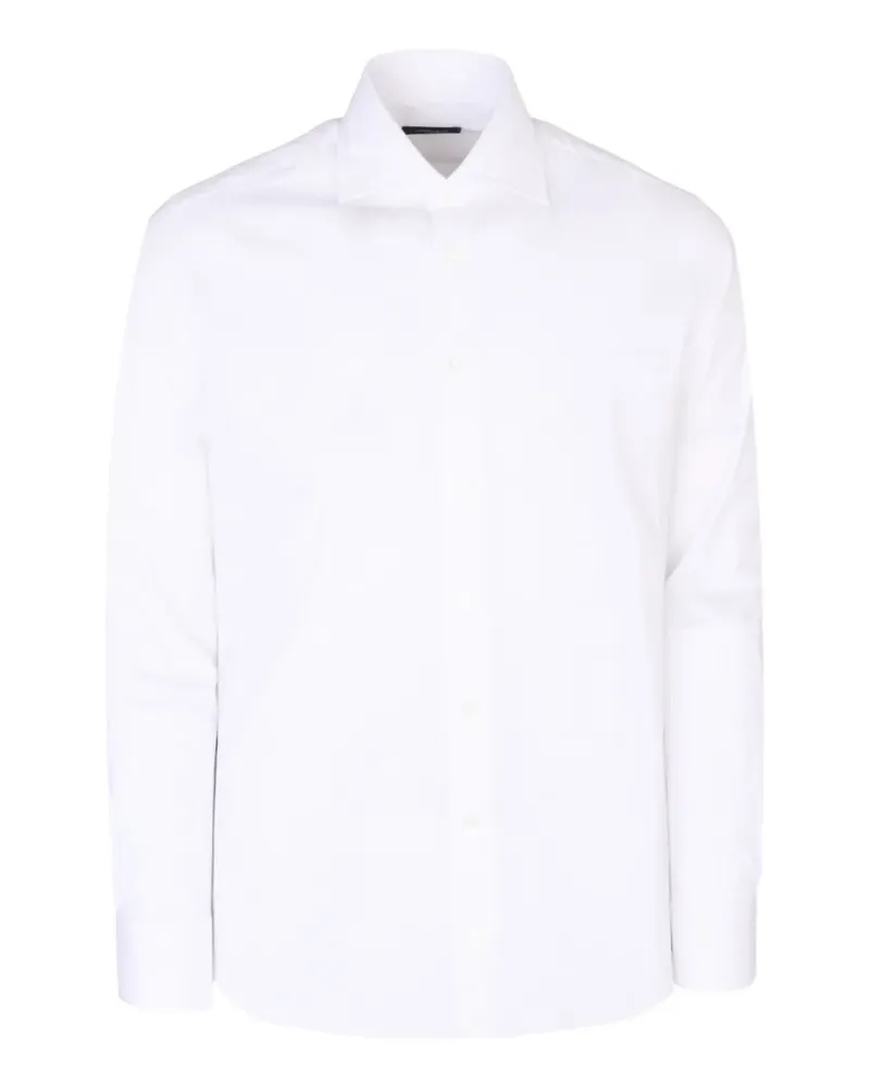 Tombolini slim-fit semi-spread collar shirt - Weiß Weiß
