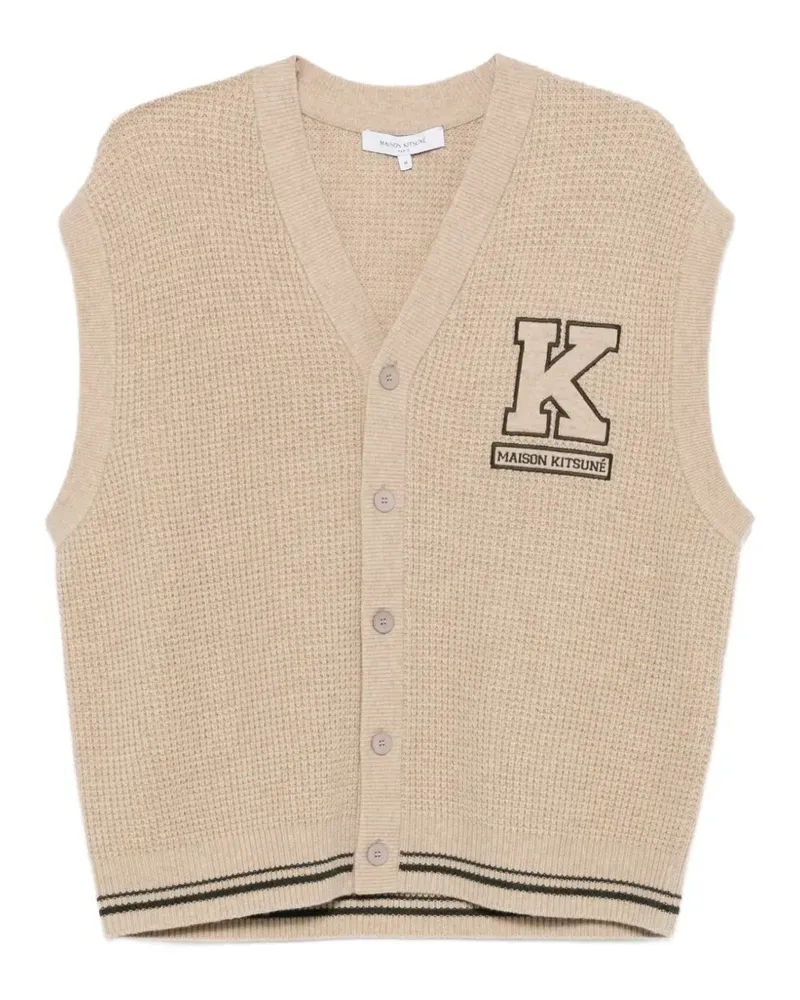 Kitsuné Cardigan mit Logo-Patch und Waffelstrickmuster - Nude Nude