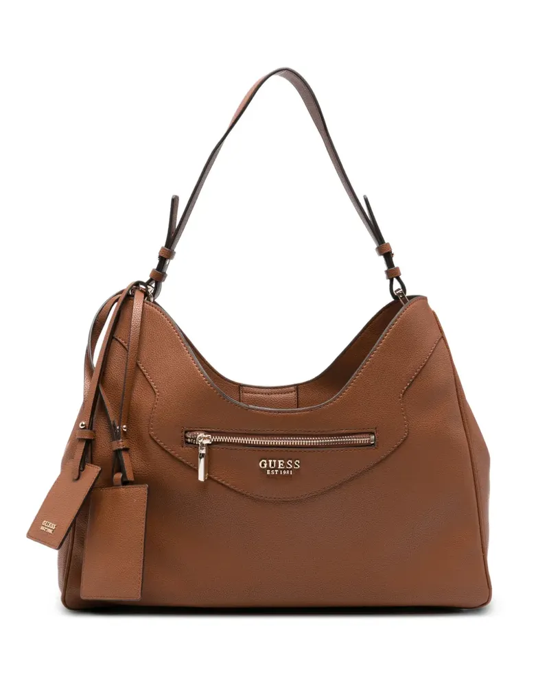 Guess Gekörnte Antonia Schultertasche - Braun Braun