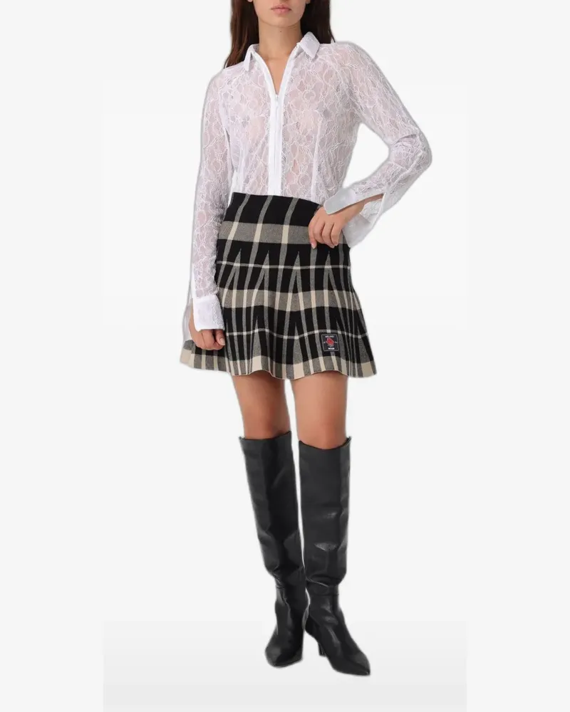 MSGM lace zip-up shirt - Weiß Weiß
