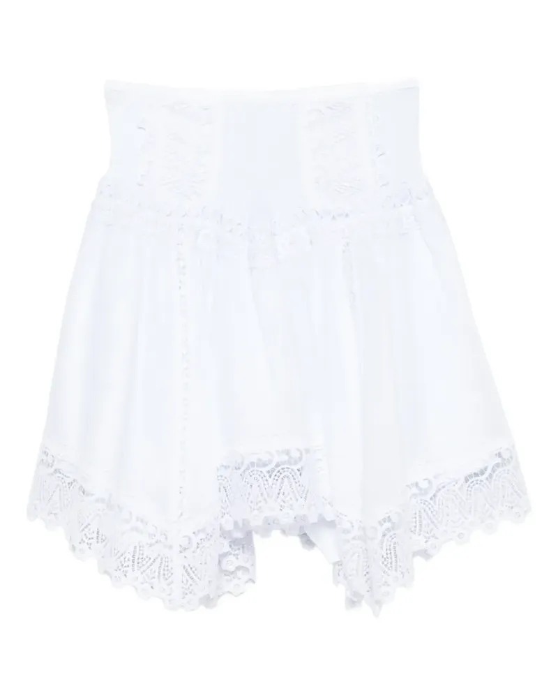 Charo Ruiz lace-trim tiered mini skirt - Weiß Weiß