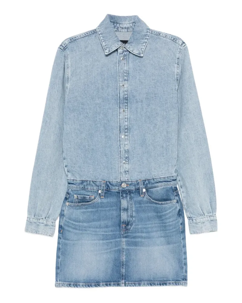 7 for all mankind faded-effect long-sleeve dress - Blau Blau