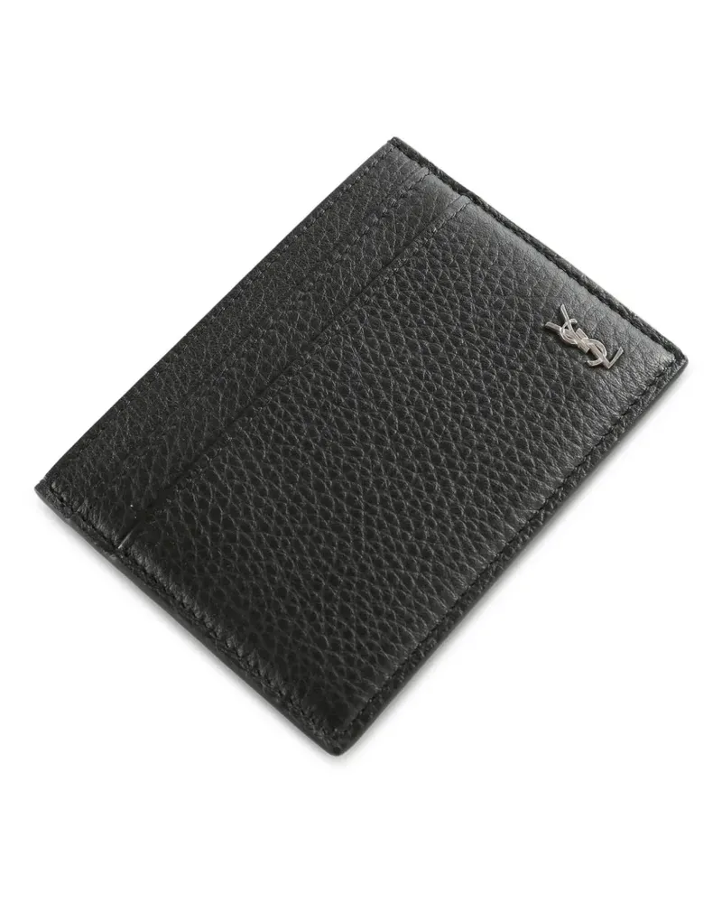 Saint Laurent Kleines Cassandre Kartenetui aus gekörntem Leder - Schwarz Schwarz