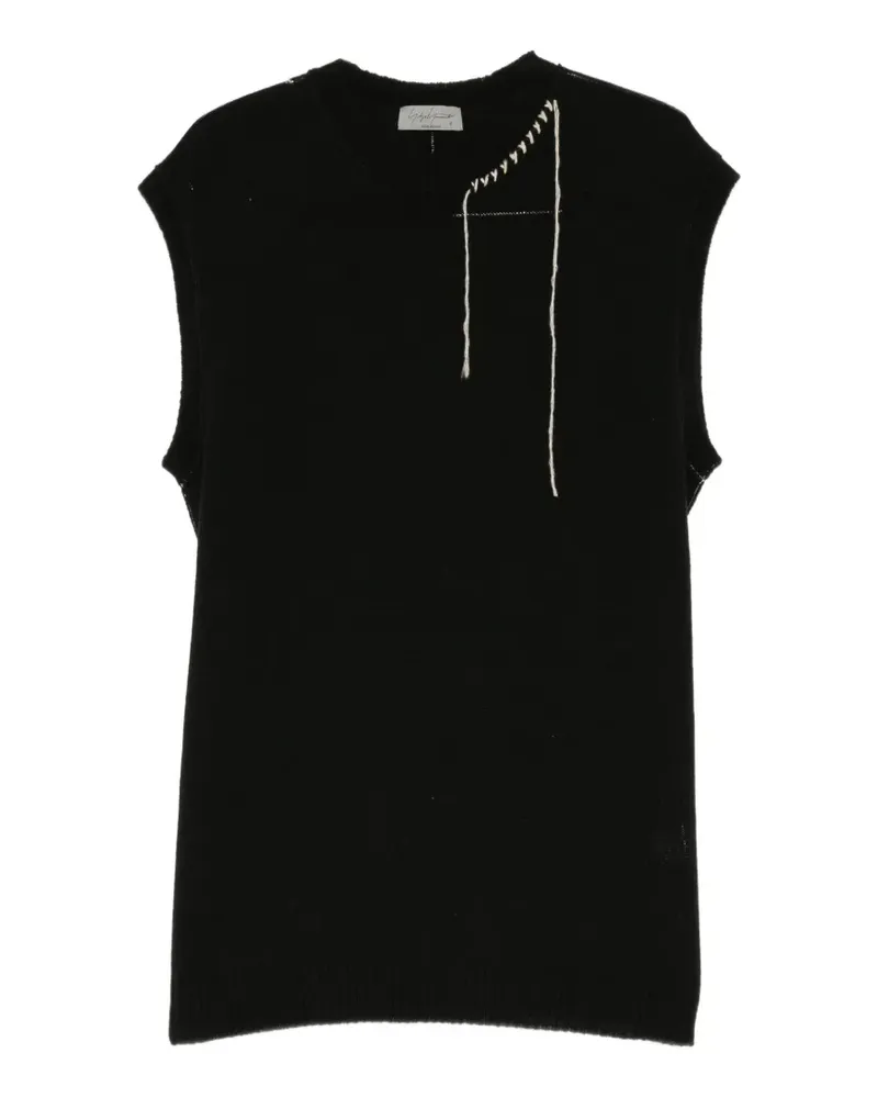Yohji Yamamoto Top mit Kontrastnähten - Schwarz Schwarz