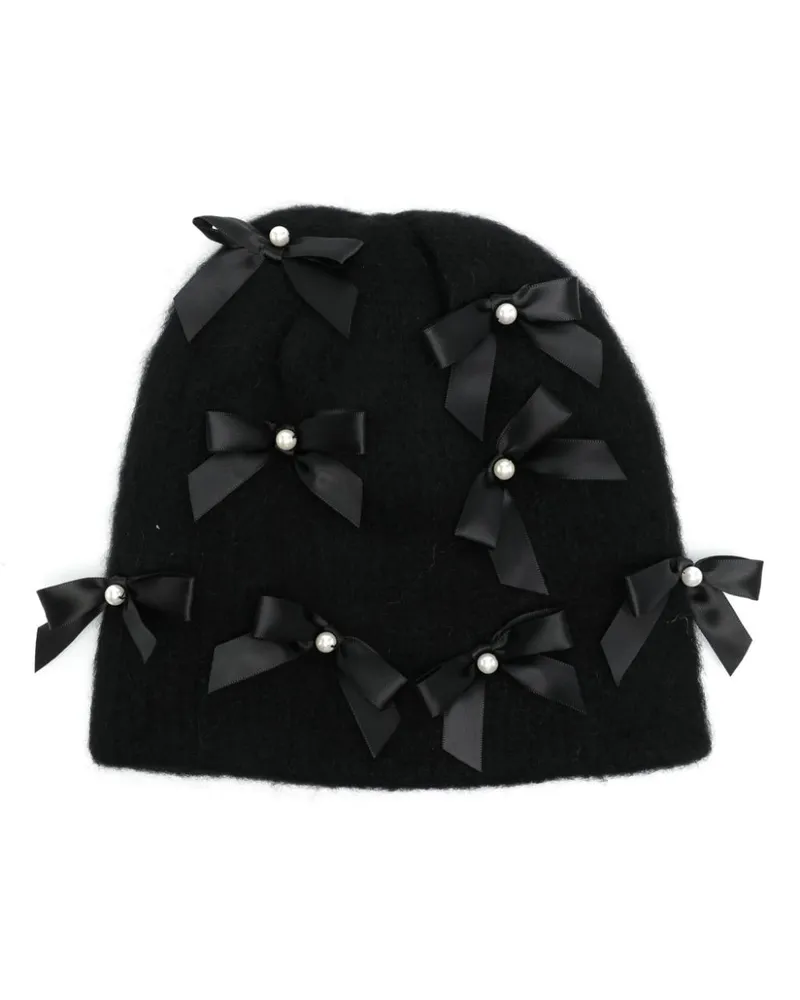 Jennifer Behr Beanie mit Schleife - Schwarz Schwarz