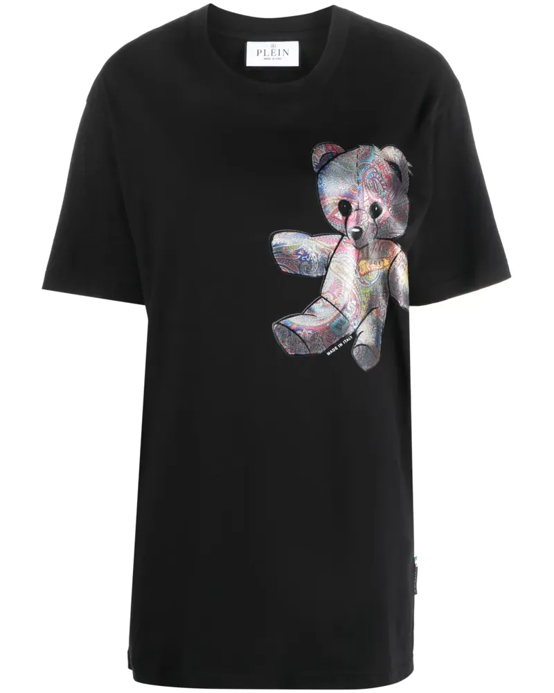 Philipp Plein T-Shirt mit Teddy-Print - Schwarz Schwarz