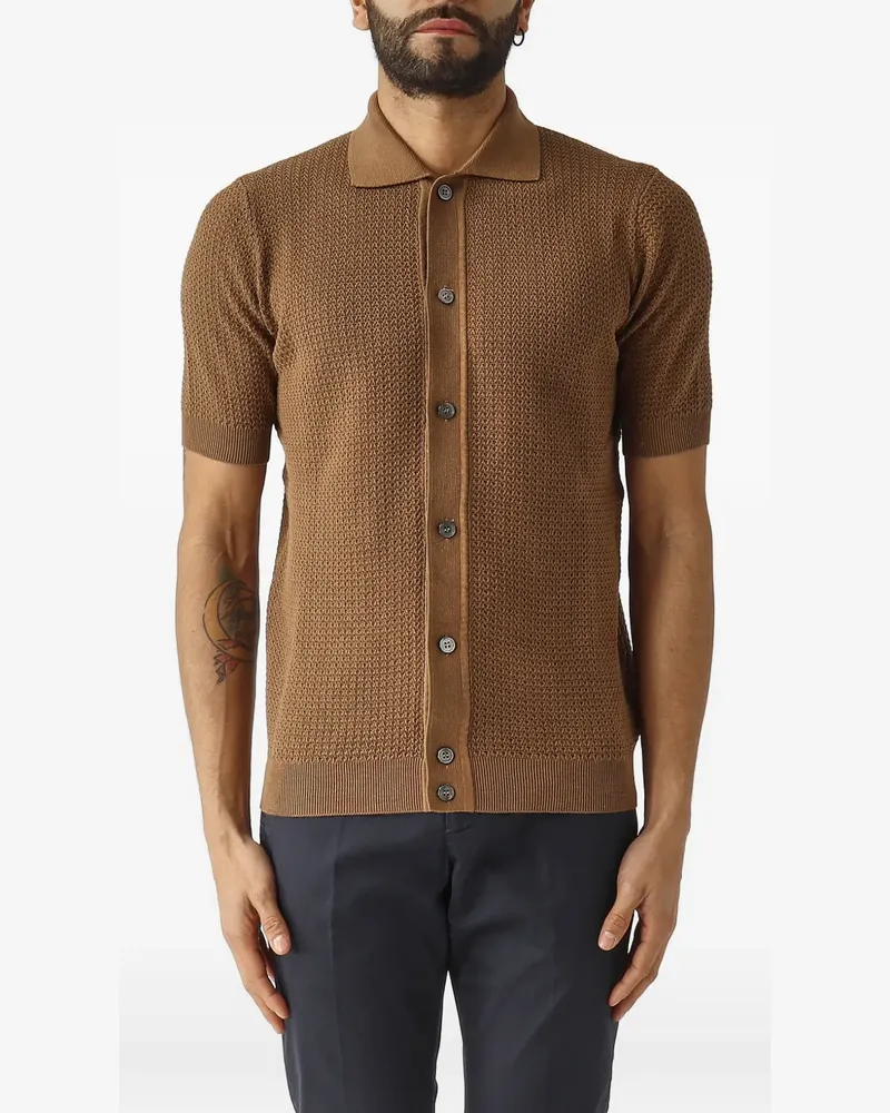Filippo de Laurentiis T-Shirt mit Waffelstrick-Muster - Braun Braun