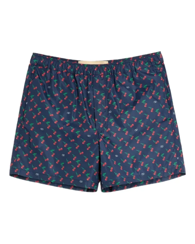 Valentino Garavani Badeshorts mit Kirschen-Print - Blau Blau