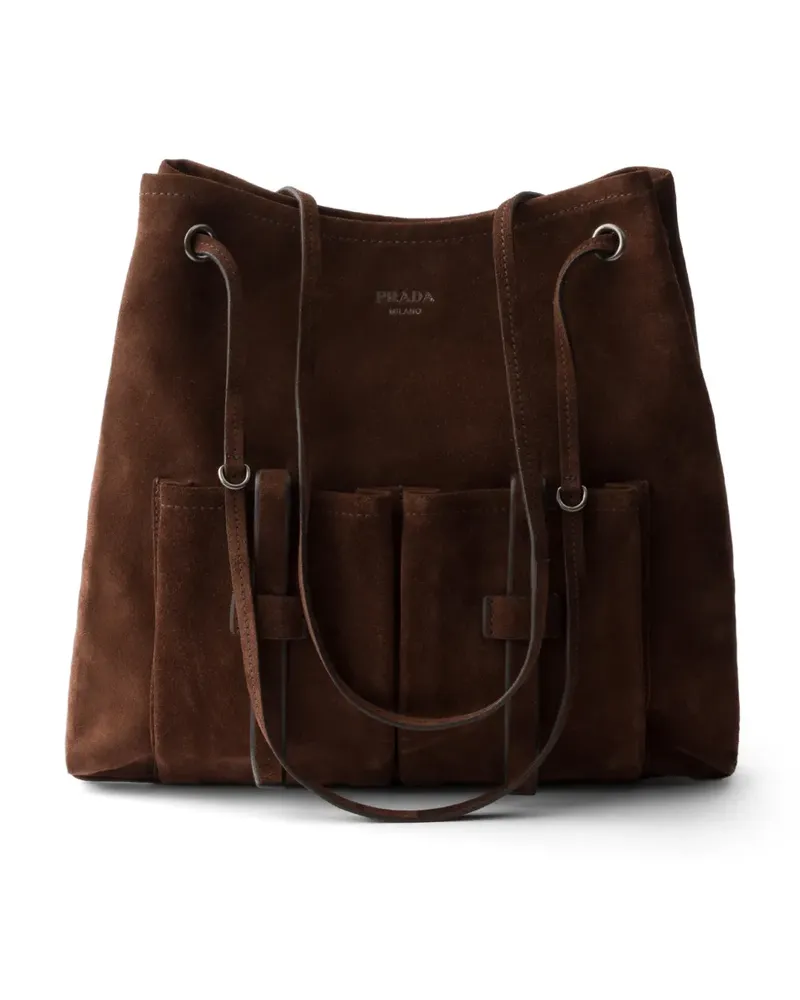 Prada Große Route Tasche aus Wildleder - Braun Braun