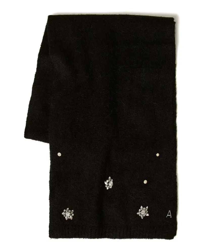 Twin-Set Gestrickter Schal mit Kristallen - Schwarz Schwarz