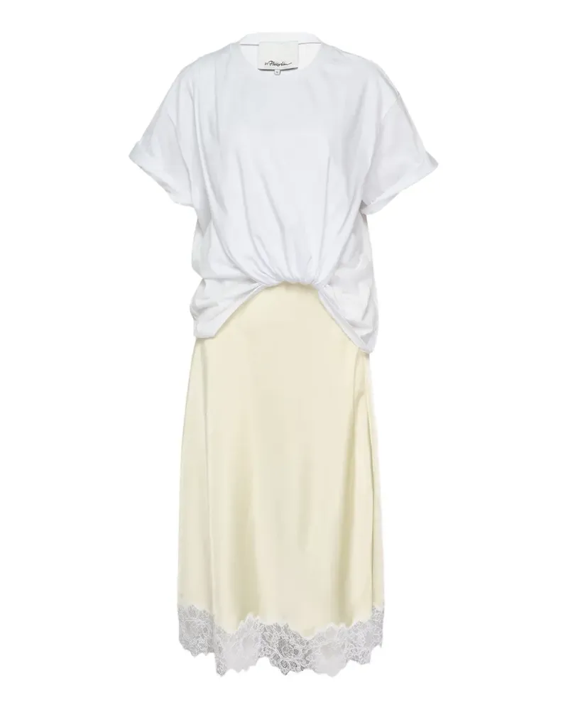 3.1 phillip lim lace-trim twisted-front midi dress - Weiß Weiß