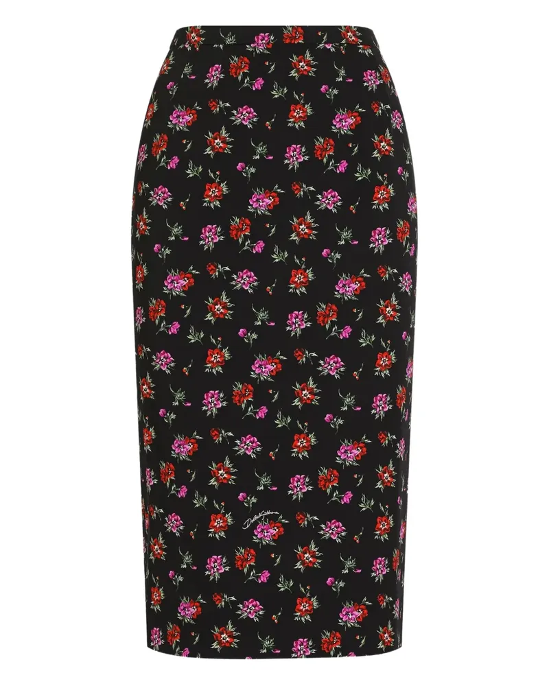 Dolce & Gabbana Midirock mit Blumenmuster - Schwarz Schwarz