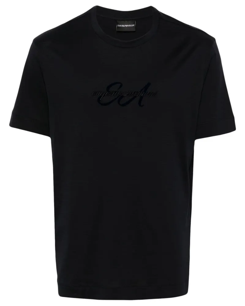 Emporio Armani T-Shirt mit Logo-Stickerei - Blau Blau