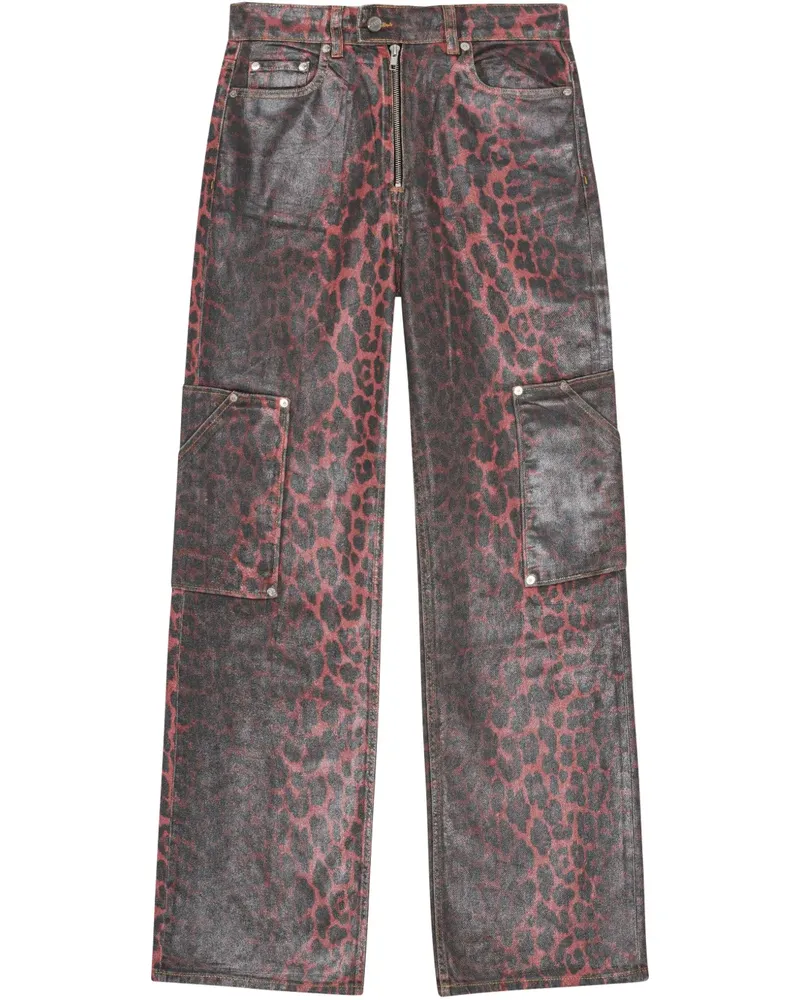 Ganni Jeans mit Leoparden-Print - Rot Rot