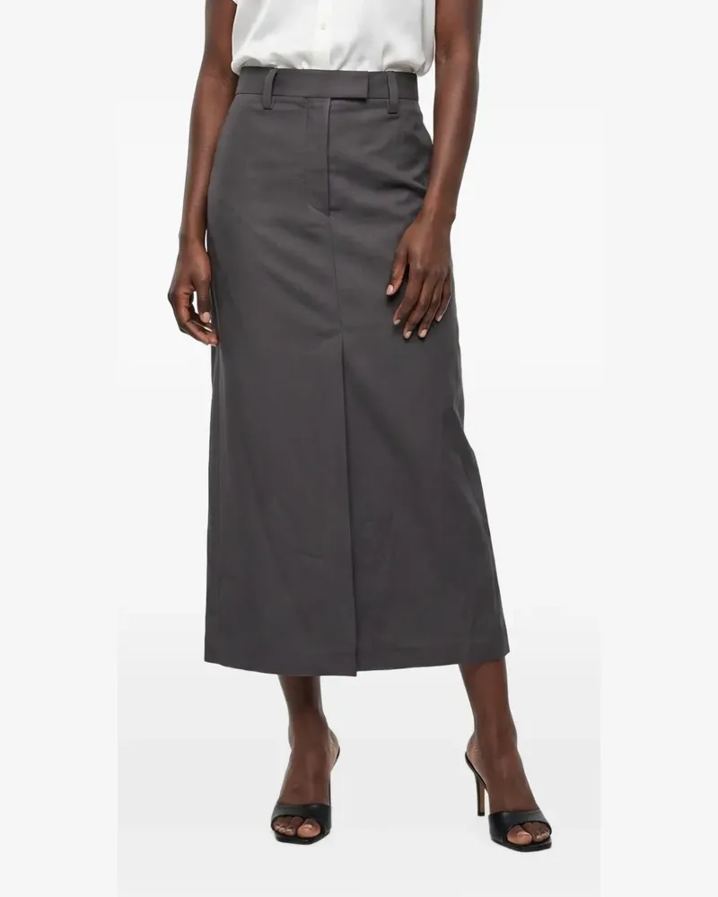 Brunello Cucinelli High-Waist-Midirock mit Schlitz vorne - Grau Grau