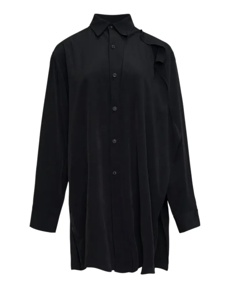 Yohji Yamamoto ruffled-detail shirt - Schwarz Schwarz