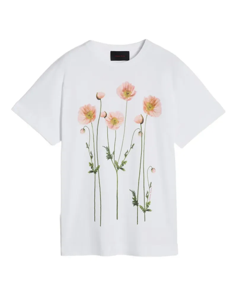 Simone Rocha T-Shirt mit Mohn-Print - Weiß Weiß