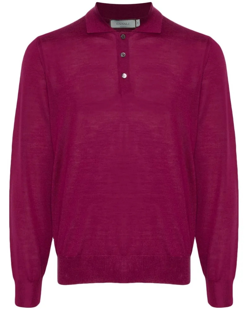 Canali Poloshirt aus Merinowolle - Rosa Rosa