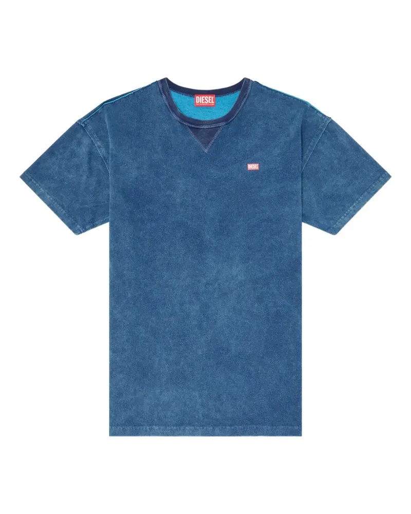 Diesel Acid-Wash-T-Shirt mit ausgefransten Details - Blau Blau
