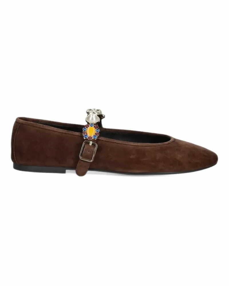 Jeffrey Campbell Amarissa embellished buckled ballet flats - Braun Braun