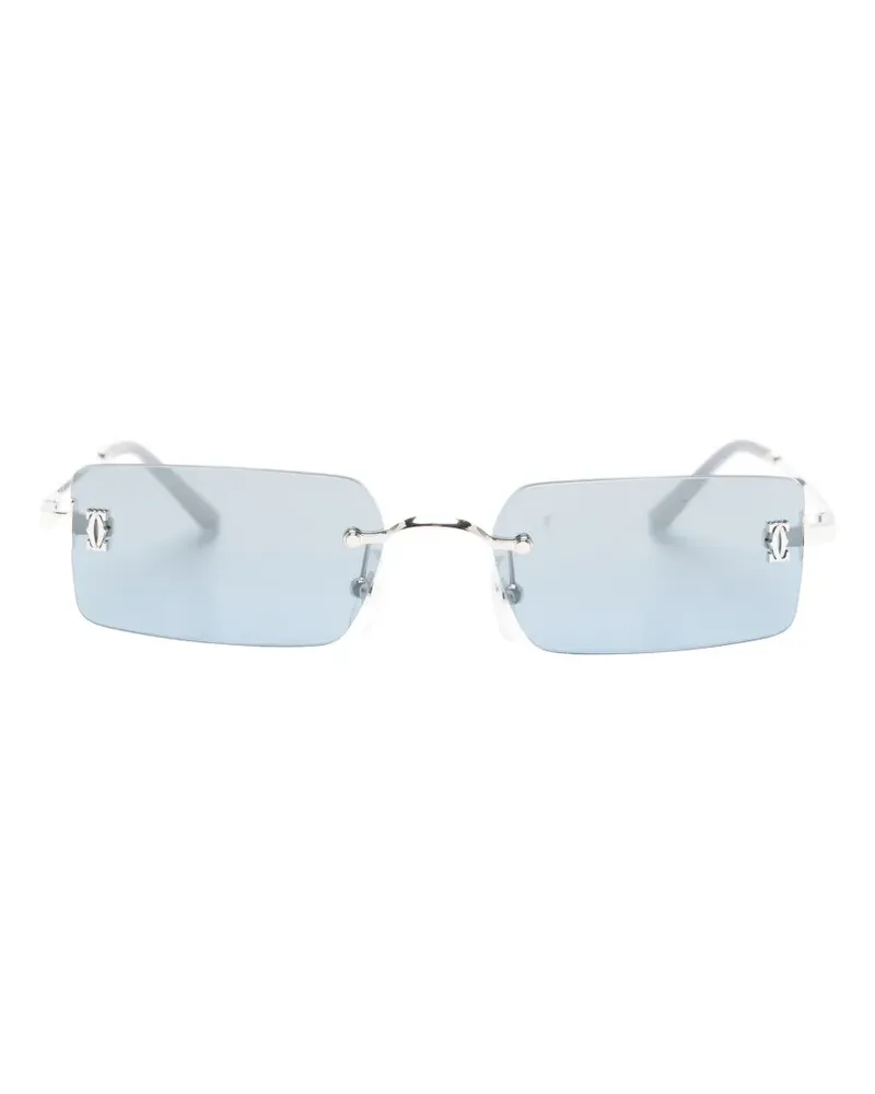 Cartier Rahmenlose C Décor Sonnenbrille mit rechteckigem Gestell - Silber Silber