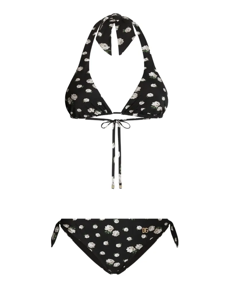 Dolce & Gabbana Kleiner Bikini mit Rosenmuster - Schwarz Schwarz