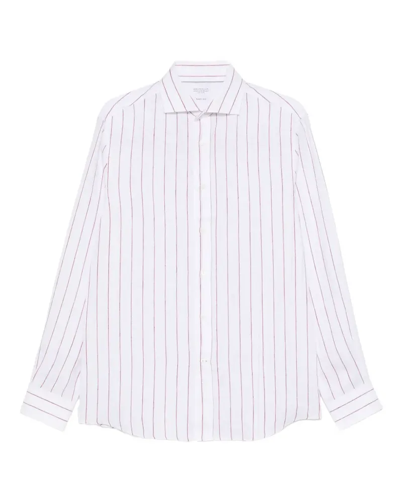 Brunello Cucinelli Gestreiftes Hemd - Weiß Weiß