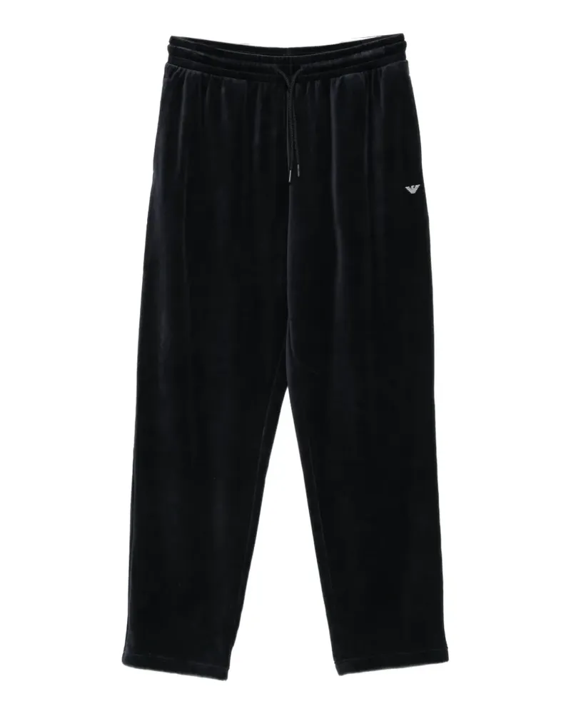 Emporio Armani velvet-effect drawstring track pants - Blau Blau