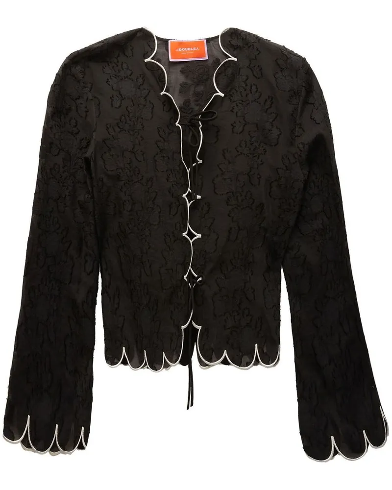 La DoubleJ Bestickte Cropped-Jacke - Schwarz Schwarz