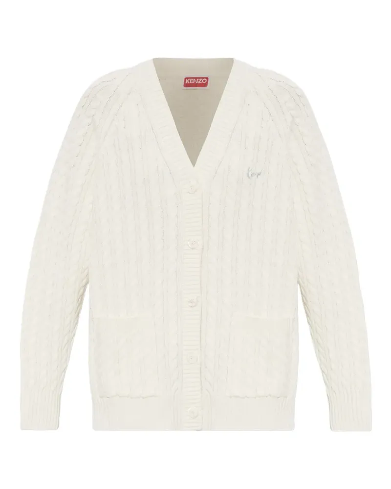 Kenzo Cardigan mit Zopfmuster - Weiß Weiß