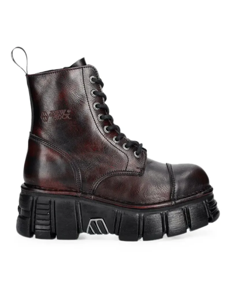 New Rock Schnürstiefel mit Plateausohle - Rot Rot