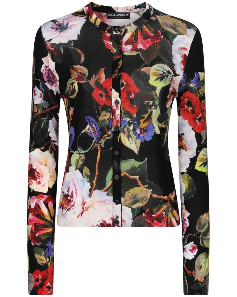 Dolce & Gabbana Cardigan mit Blumen-Print - Schwarz Schwarz
