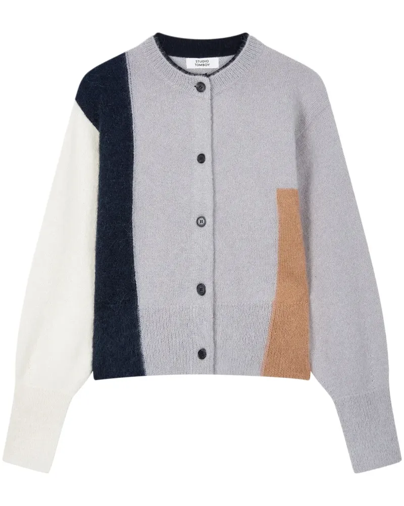 STUDIO TOMBOY Cardigan in Colour-Block-Optik - Grau Grau
