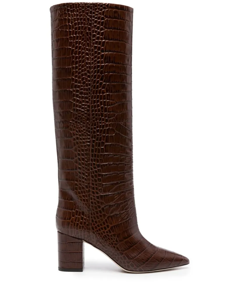 Paris Texas Anja Stiefel mit Kroko-Effekt 70mm - Braun Braun