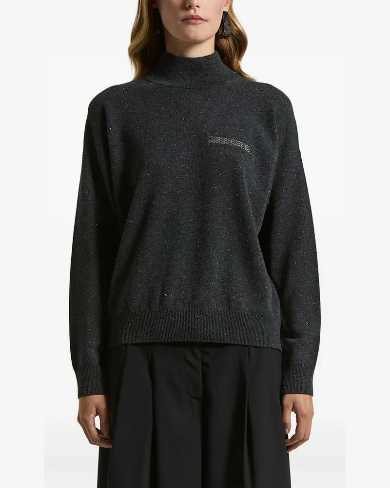 Peserico high neck embellished sweater - Grau Grau