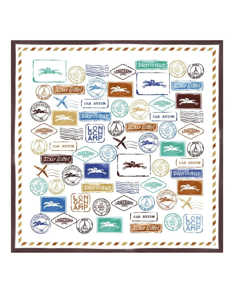 Longchamp Evasions graphic-print scarf - Weiß Weiß