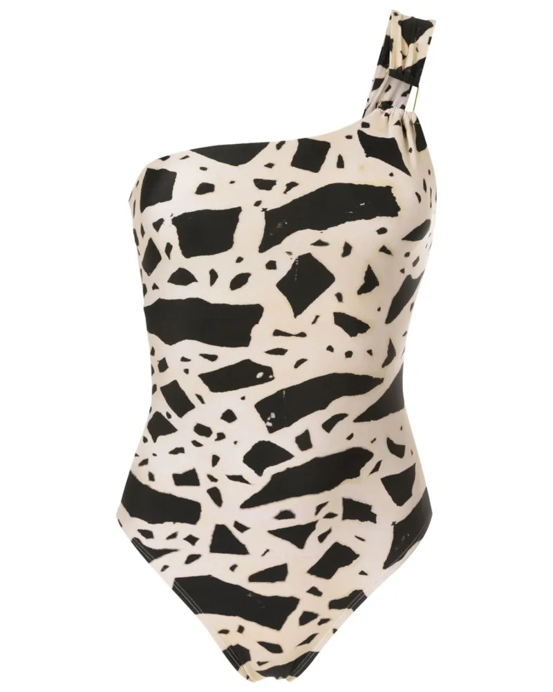Lenny Niemeyer One-Shoulder-Badeanzug mit Print - Schwarz Schwarz